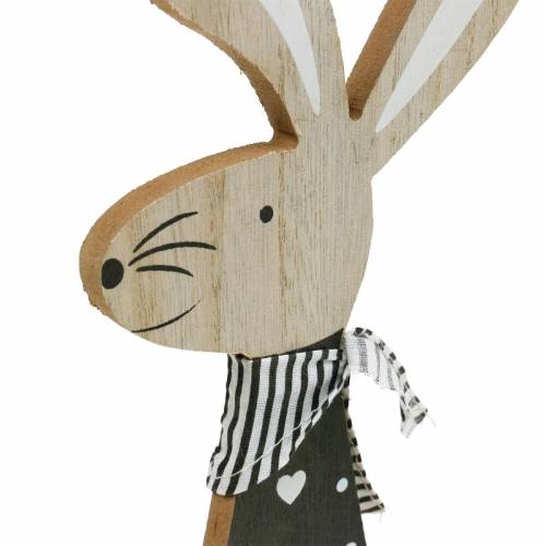 Floristik24 Paashaas zwart-wit standaard Paasdecoratie houten konijnenfiguur set van 2
