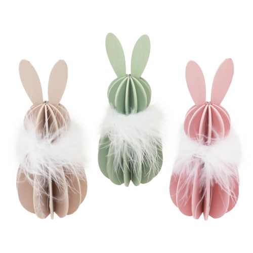 Floristik24 Paashaas tafeldecoratie houten konijn gekleurd 5,5×15cm 3 st