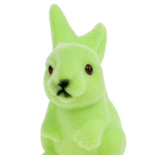 Floristik24 Paashaas geflockt 9,5cm groen mix 9st