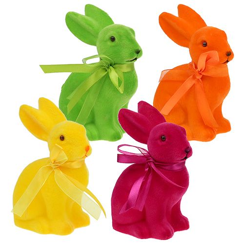 Floristik24 Paashaas assorti 15cm gevlokt 4st