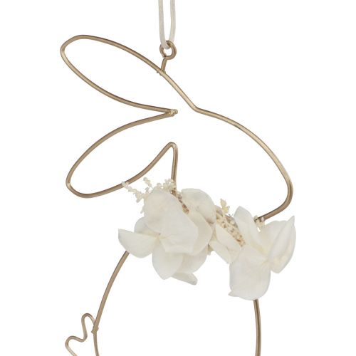 Floristik24 Paashazen om op te hangen metalen bloemen goud 10×14,5cm 4 st