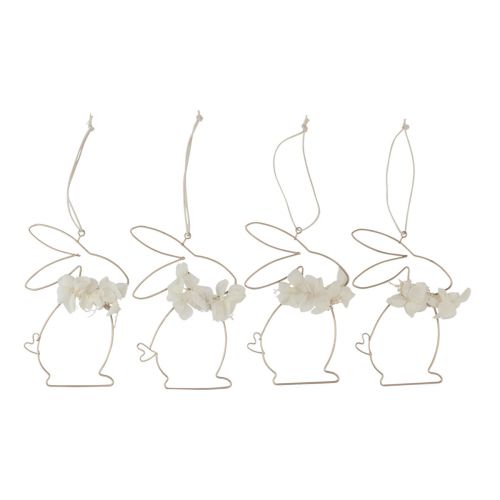 Floristik24 Paashazen om op te hangen metalen bloemen goud 10×14,5cm 4 st