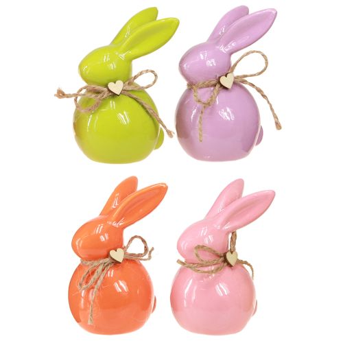 Floristik24 Paashazen keramiek decoratieve konijntjes kleurrijk 5,5×6×9,5cm 4 st