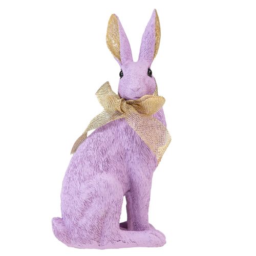 Floristik24 Decoratie Paashaas Paars Goud Konijn Zittend Decoratief Figuur H25cm