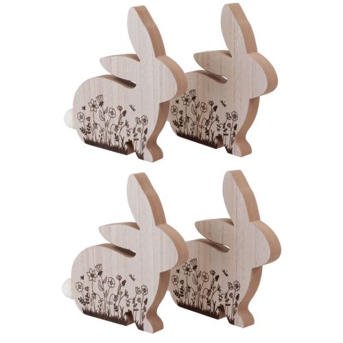 Floristik24 Paashazen houten konijntjes zitten naturel bruin 18,5×18cm 4 st