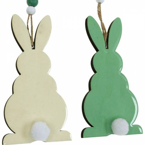 Paashazen om op te hangen, lenteversieringen, hangers, decoratieve konijntjes groen, wit 3st