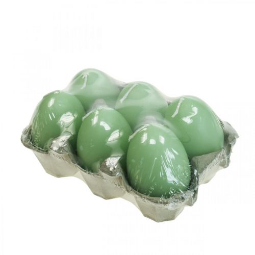 Floristik24 Paaskaarsen eivorm, eierkaarsen Pasen groen Ø4,5cm H6cm 6st