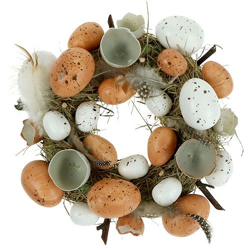 Paaskroon met eieren Ø24cm naturel, wit