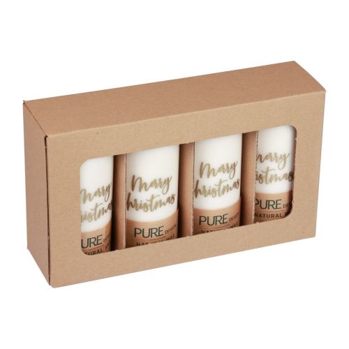 Artikel Stoerkaarsen Merry Christmas witgoud 60×130mm 4st