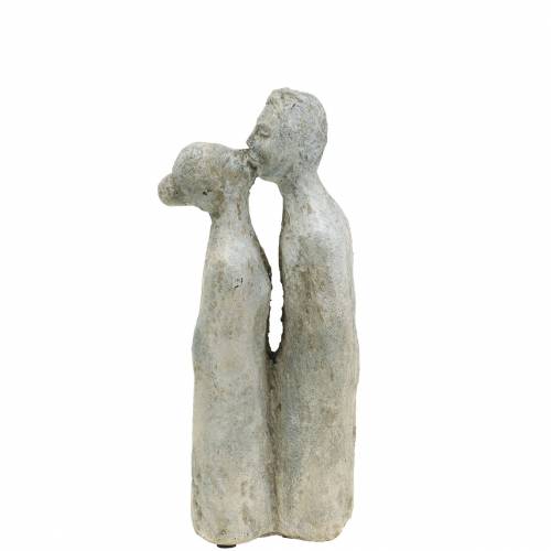 Decoratief figuur kussend paar in steen gegoten grijs 10 × 8cm H28cm