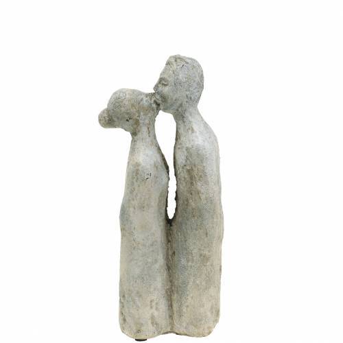 Floristik24 Decoratief figuur kussend paar in steen gegoten grijs 10 × 8cm H28cm