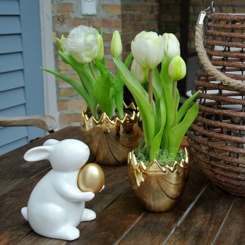Floristik24 Papegaaitulp in pot Wit Real-Touch 23cm