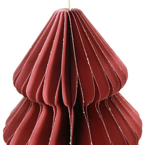 Artikel Papieren kerstboom om op te hangen Bordeaux H40cm 2st