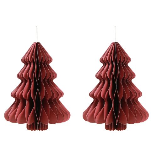 Artikel Papieren kerstboom om op te hangen Bordeaux H40cm 2 stuks
