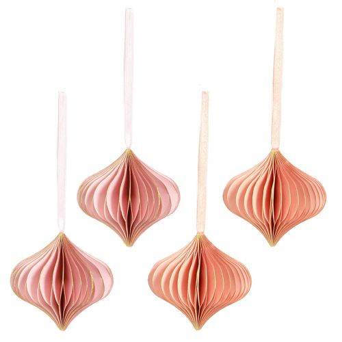 Artikel Papieren kerstversiering ui roze abrikoos Ø8cm 4 st