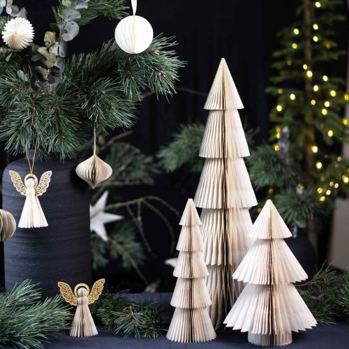 Floristik24 Papieren kerstboom klein wit goud H30cm