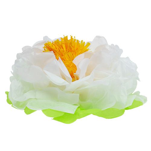Floristik24 Papieren bloem Ø28cm om op te hangen groen-wit