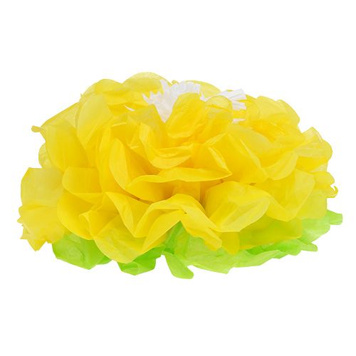 Floristik24 Papieren bloem Ø28cm om op te hangen groen-geel