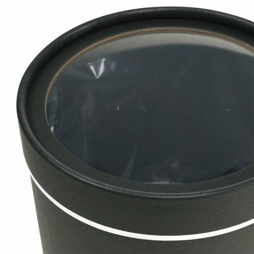 Floristik24 Bloembak rond karton zwart, zilver Ø12,5 / 16cm set van 2