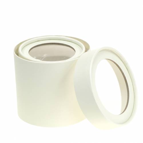 Artikel Bloembak rond karton crème Ø10/12cm set van 2