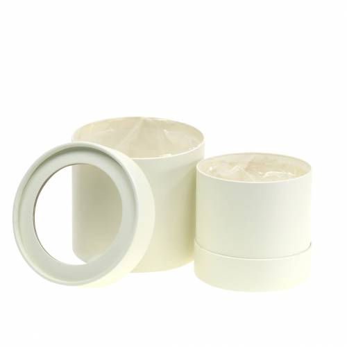 Bloembak rond karton crème Ø10/12cm set van 2