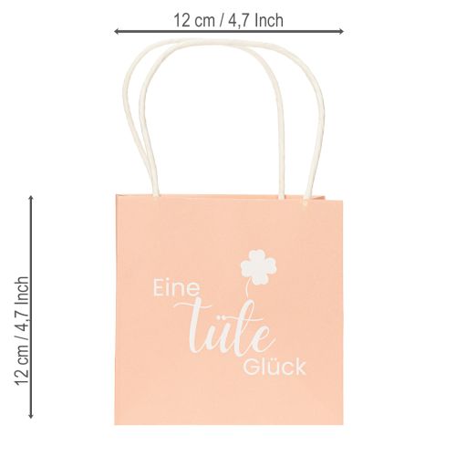 Artikel Cadeautasjes met de opdruk "Een tas vol geluk", ideaal voor leuke cadeautjes, 12 cm, 12 stuks