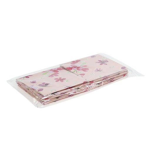 Floristik24 Papieren zak 10,5 cm x 10,5 cm roze met patroon 8 stks