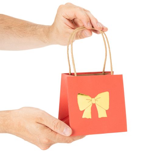 Cadeautasjes van papier met lintmotief, 12 cm, 8 stuks | Floristik24.nl