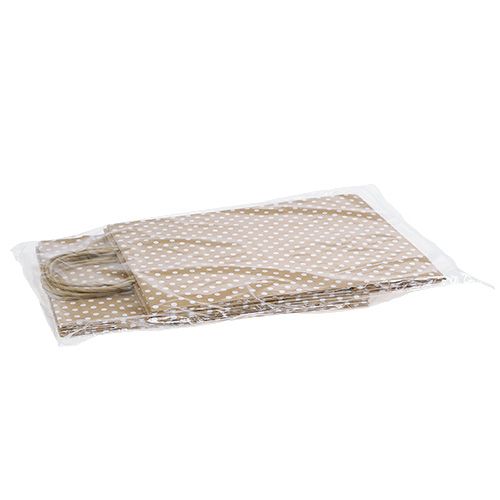 Floristik24 Papieren zak stippen 20cm x25cm naturel 6st