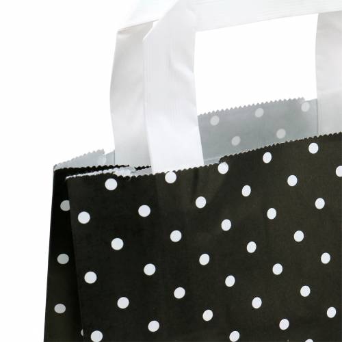 Floristik24 Papieren zak zwart met stippen 22cm x 10cm x 31cm 25 stuks