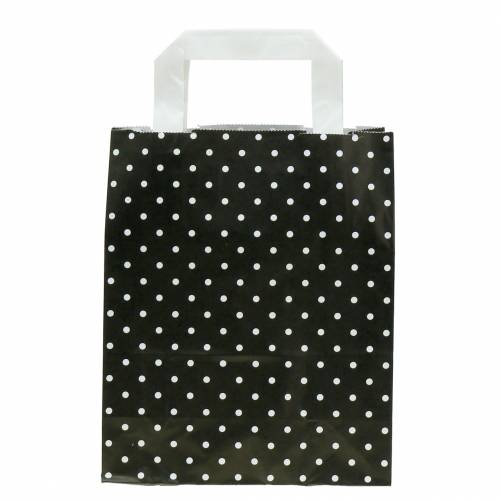 Floristik24 Papieren zak zwart met stippen 22cm x 10cm x 31cm 25 stuks