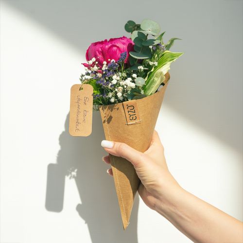 Artikel Papieren tas voor bloemen bloementas leerlook 10x20cm
