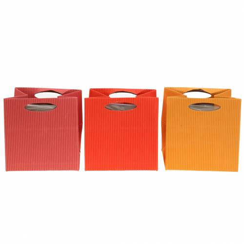 Floristik24 Papieren zak bloempot plantenbak mix oranje 10.5cm 12p