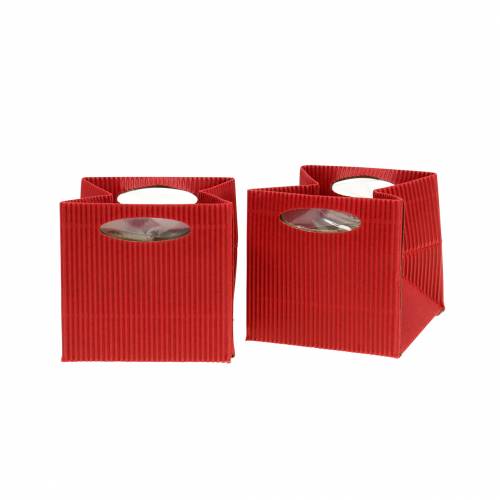 Artikel Papieren zak bloempot plantenbak rood 10,5cm 12 st
