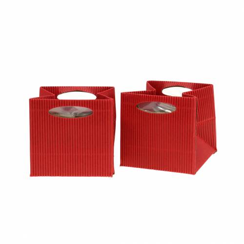 Floristik24 Papieren zak bloempot plantenbak rood 10.5cm 12st