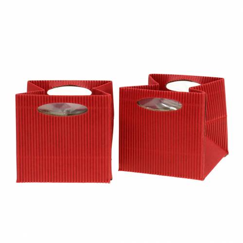Papieren zak bloempot plantenbak rood 12cm 12 st