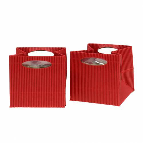 Floristik24 Papieren zak bloempot plantenbak rood 12cm 12st