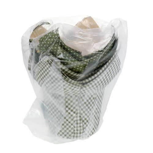 Floristik24 Papieren pot met patroon groen-wit Ø9,5cm 12 st