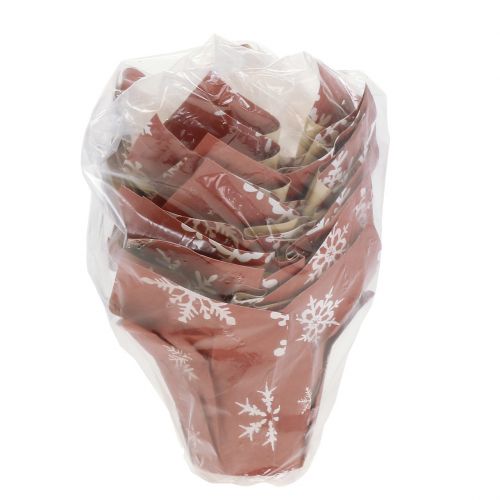 Floristik24 Paper pot met sneeuwvlokken rood-wit Ø6cm 12st