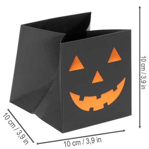 Bloempot in de vorm van een pompoengezicht van een papieren zak, Halloweenversiering, 10 cm, 6 stuks | Floristik24.nl