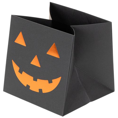 Bloempot in de vorm van een pompoengezicht van een papieren zak, Halloweenversiering, 10 cm, 6 stuks | Floristik24.nl