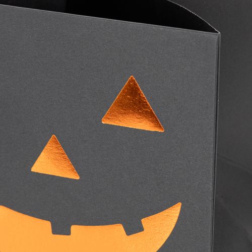 Bloempot in de vorm van een pompoengezicht van een papieren zak, Halloweenversiering, 10 cm, 6 stuks | Floristik24.nl