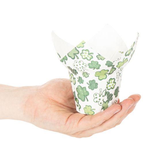 Papieren bloempot met klavermotief, nieuwjaarsdecoratie, 12 cm, 12 stuks | Floristik24.nl