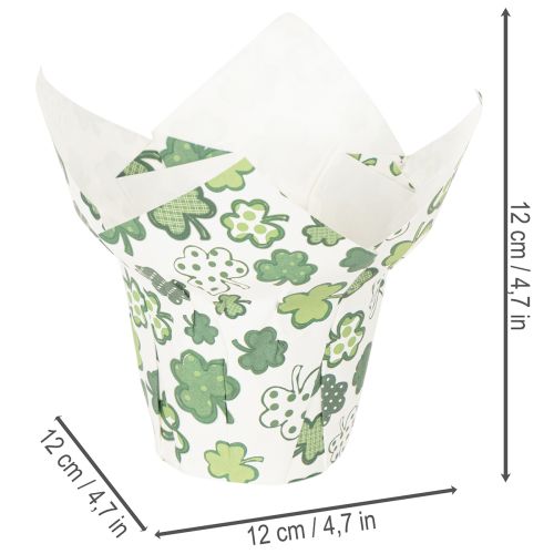 Papieren bloempot met klavermotief, nieuwjaarsdecoratie, 12 cm, 12 stuks | Floristik24.nl