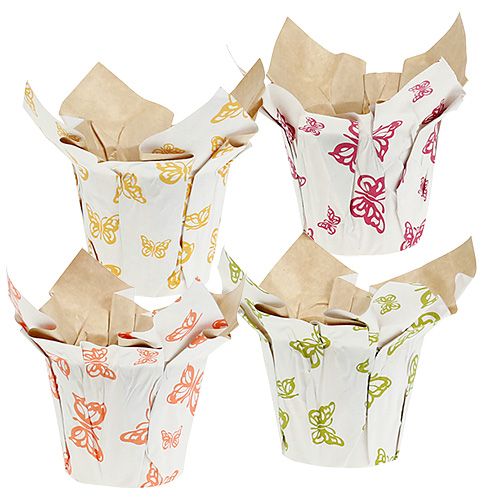 Papieren pot Ø12cm H9cm met patroon 8st