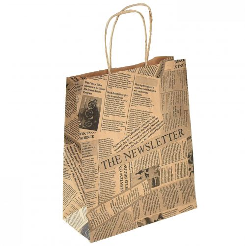 Artikel Papieren draagtassen papieren tassen cadeauzakjes 18x9cm krantenpapier 50st