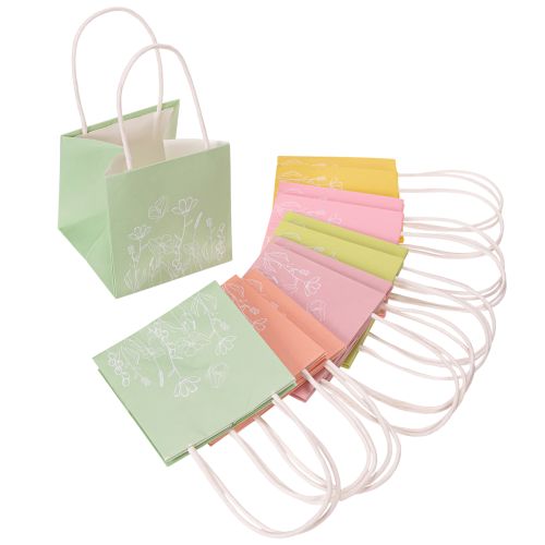 Artikel Cadeautasje met bloemenmotief, klein cadeautasje voor speciale gelegenheden, 12 cm, 12 stuks