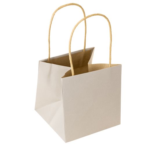 Artikel Papieren zakken met ster en handvat grijs geassorteerd 12×12×12cm 9 stuks