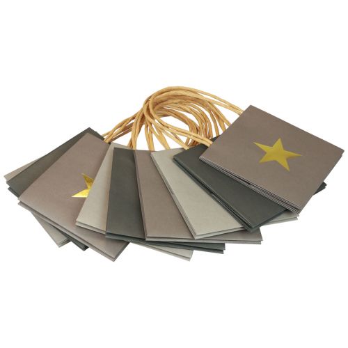 Artikel Papieren zakken met ster en handvat grijs assorti 10,5×10,5cm 9st