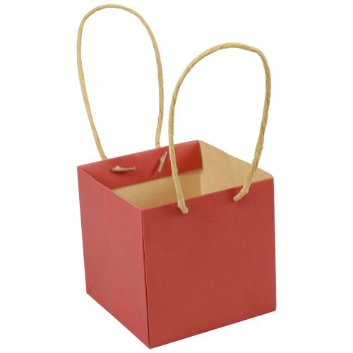 Floristik24 Papieren zakken rood met handvat cadeauzakjes 10,5×10,5cm 8st